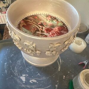 Elegant Decorative Planter with Floral Design